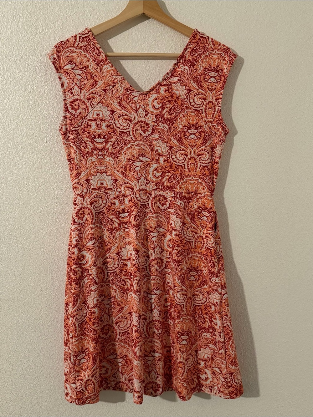 Title Nine Womens Double Dare Diamalete Athletic Mini Dress Sz S Orange Paisley - Picture 9 of 9